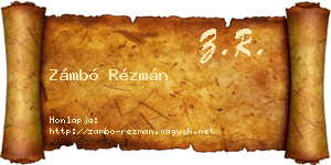 Zámbó Rézmán névjegykártya